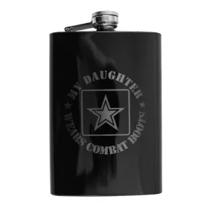 8oz BLACK My Daughter Wears Combat Boots Flask