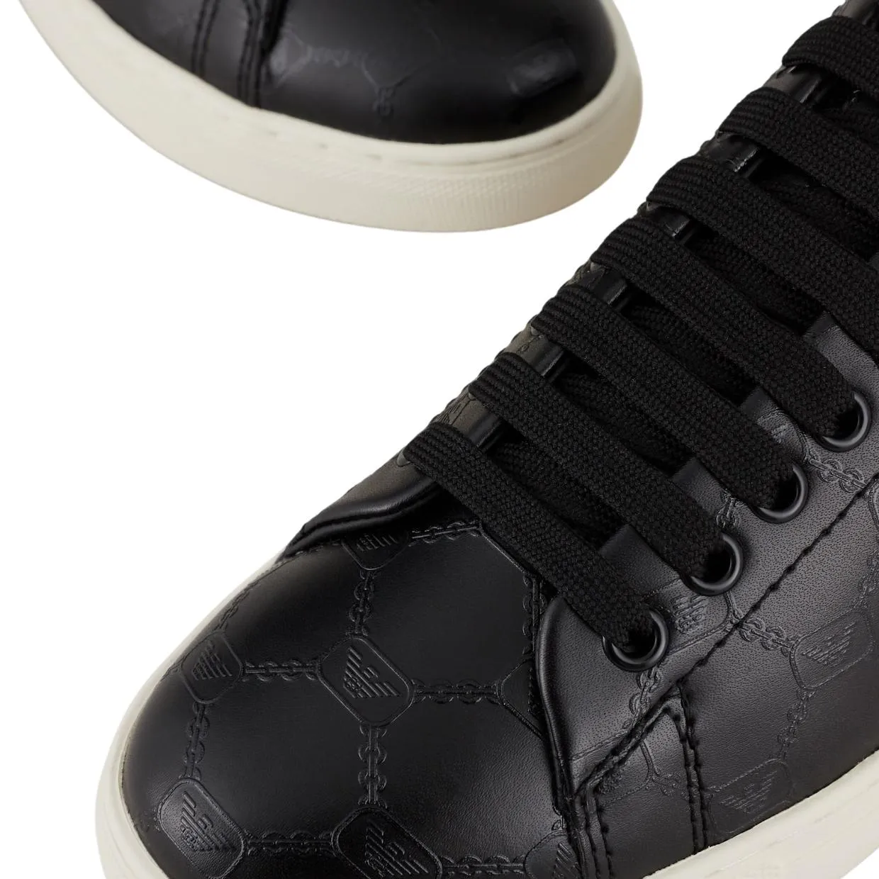 Armani Black Pattern Eagle Logo Sneakers