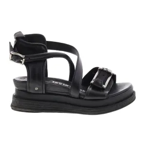 A.S.98 Levy A15024-201 Womens Black Leather Platform Sandals Shoes