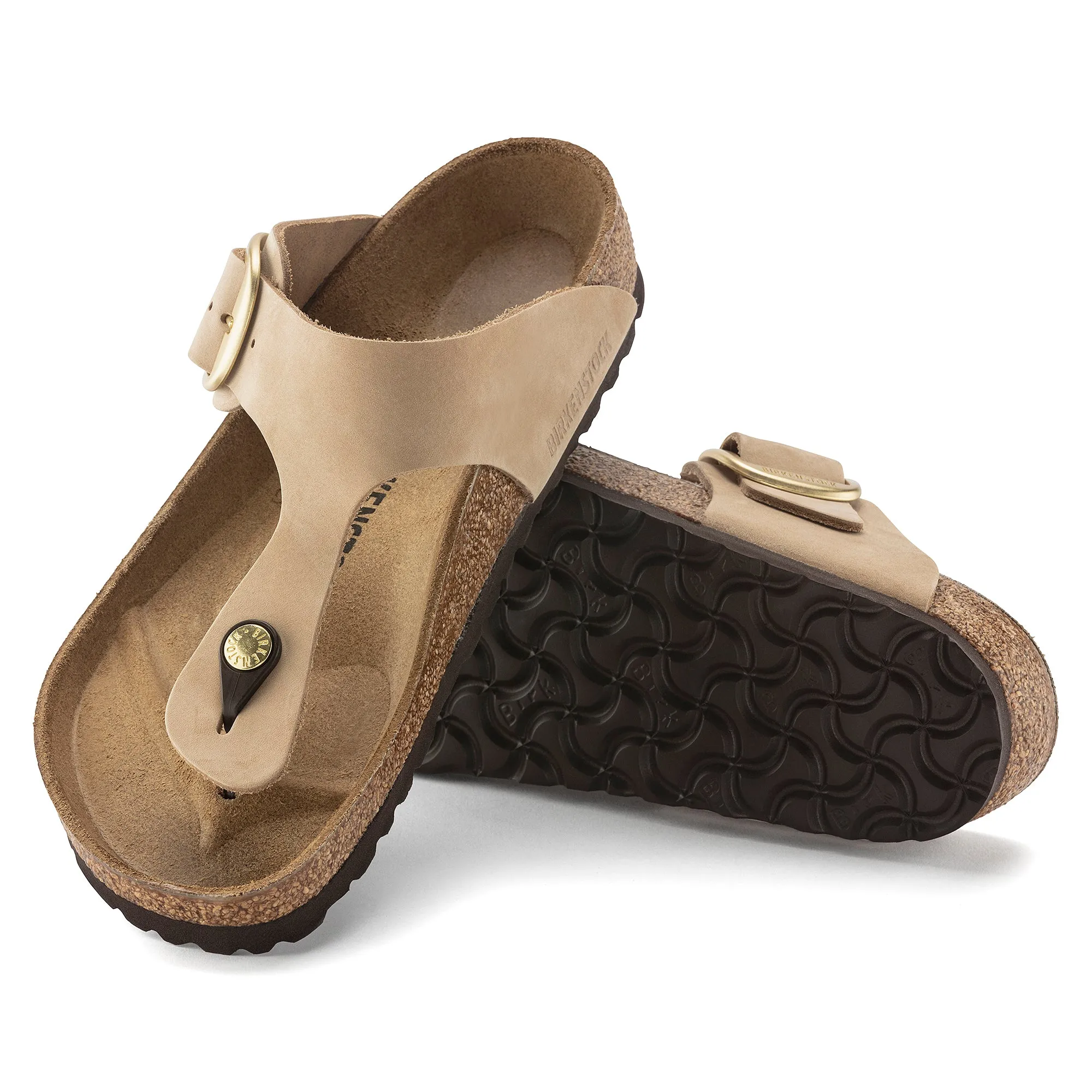 Birkenstock Gizeh Big Buckle Nubuck Leather in Sandcastle