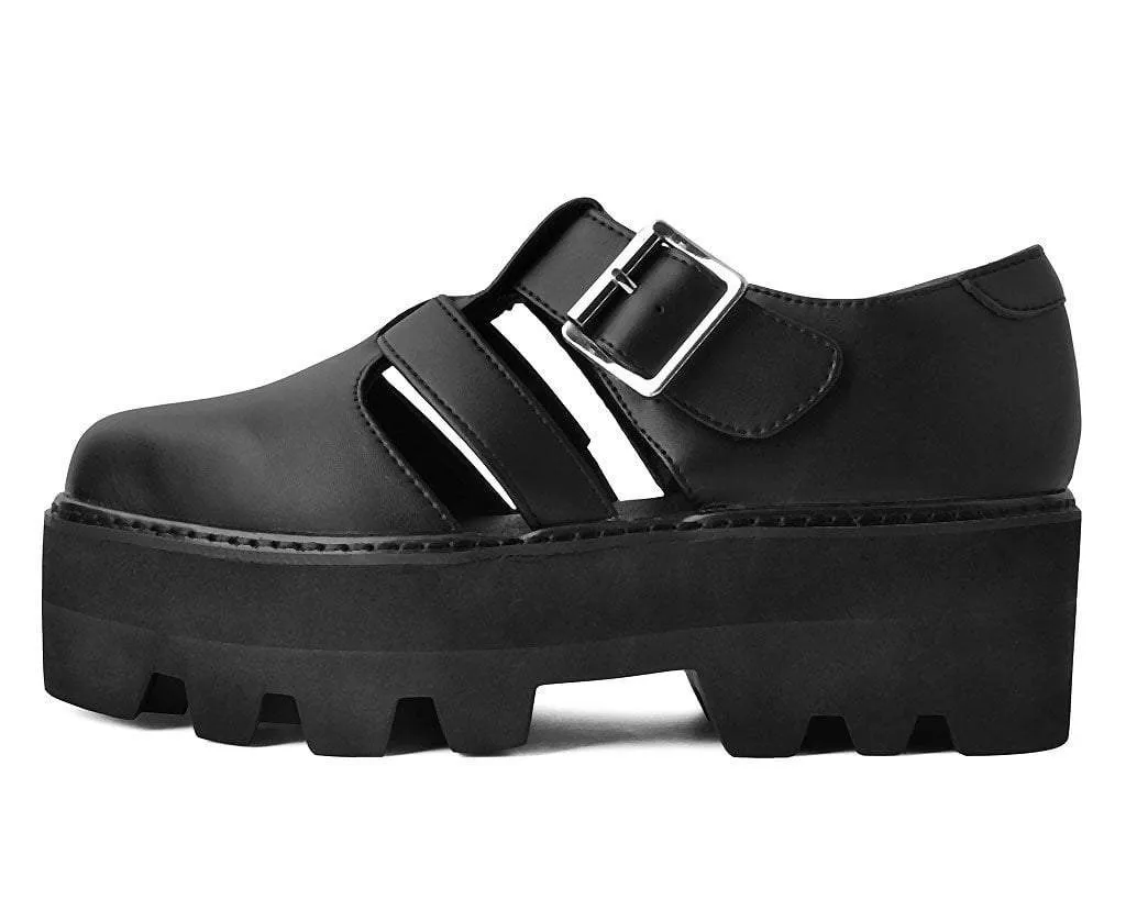 Black Big Buckle Pointed Dino Lug Sandal