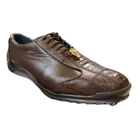 Los Altos Brown Ostrich Leg Lace Up Sneakers