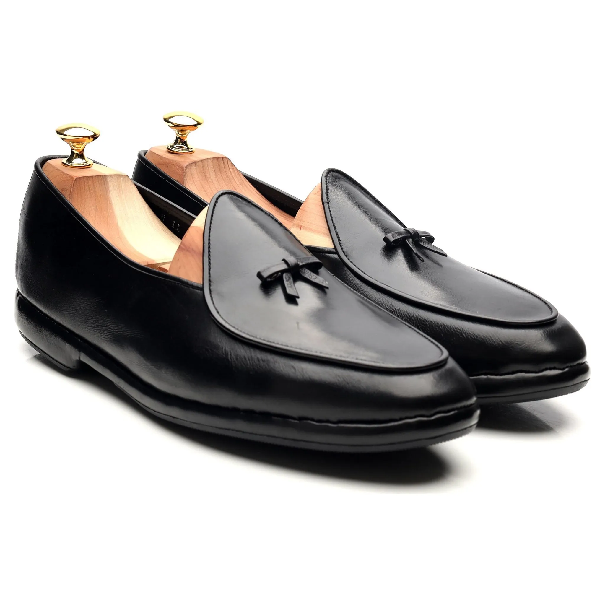 'Mr. Casual' Black Leather Slip On Belgian Loafers UK 10 US 11