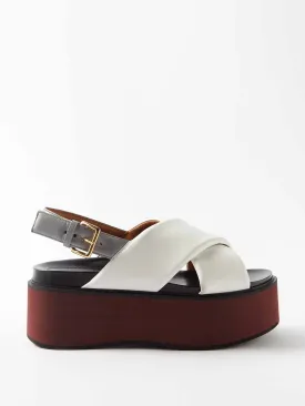 Padded leather platform sandals