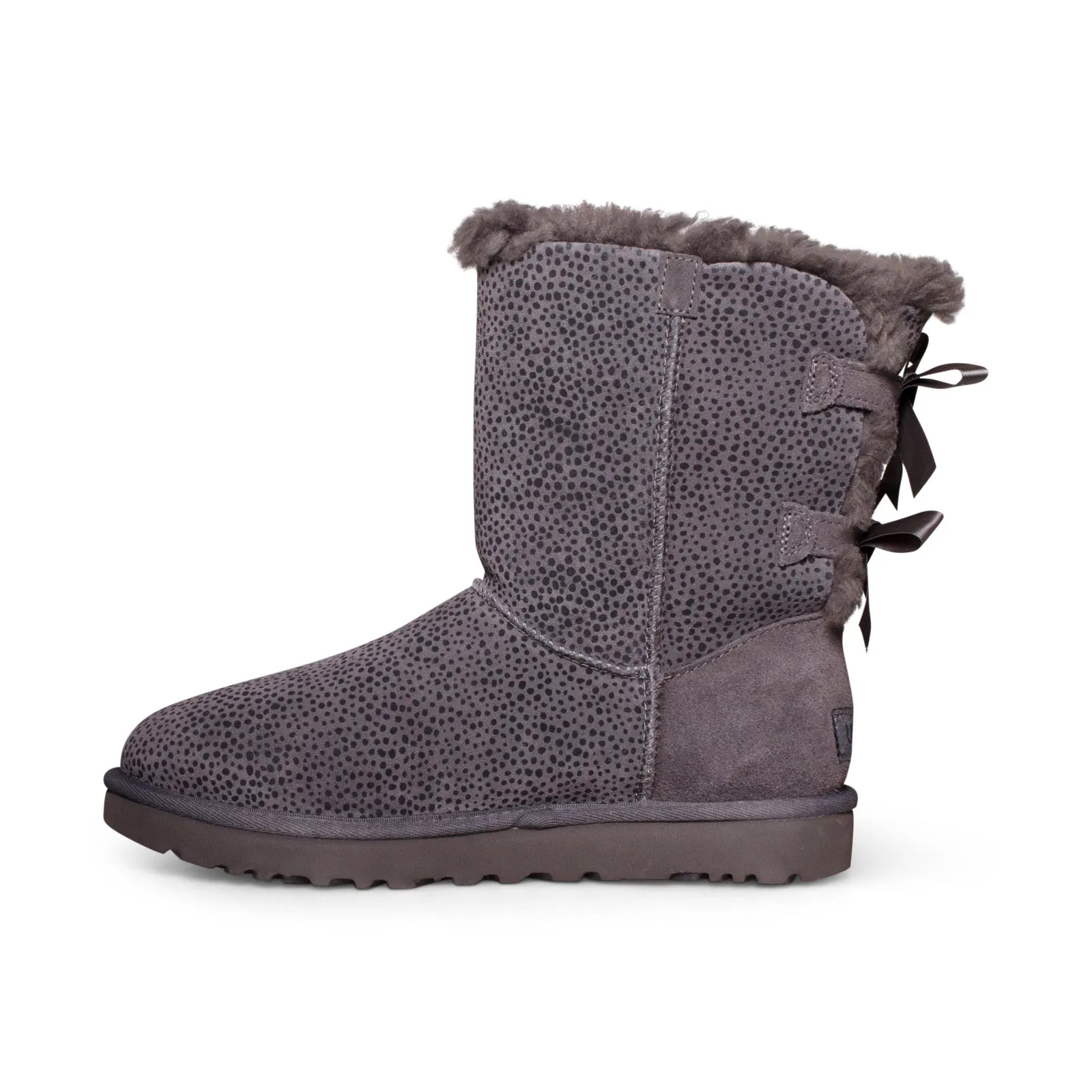 UGG Bailey Bow Micro Cheetah Charcoal Boots - Women's